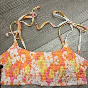 H&M Floral Smocked Bikini Top Size 6